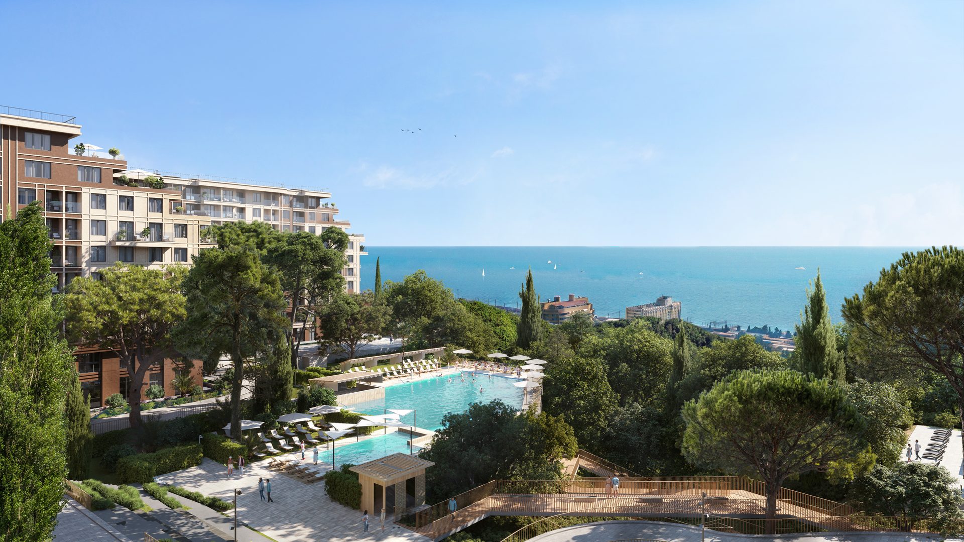 Курортный комплекс Greenmont с бассейном и видом на море, Адлер